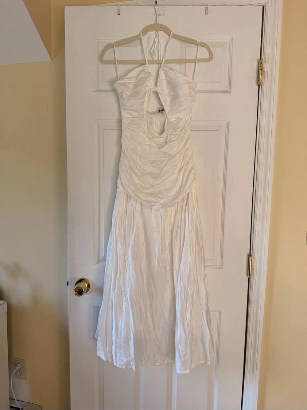 Crescent Halter Ruched Midi Dress